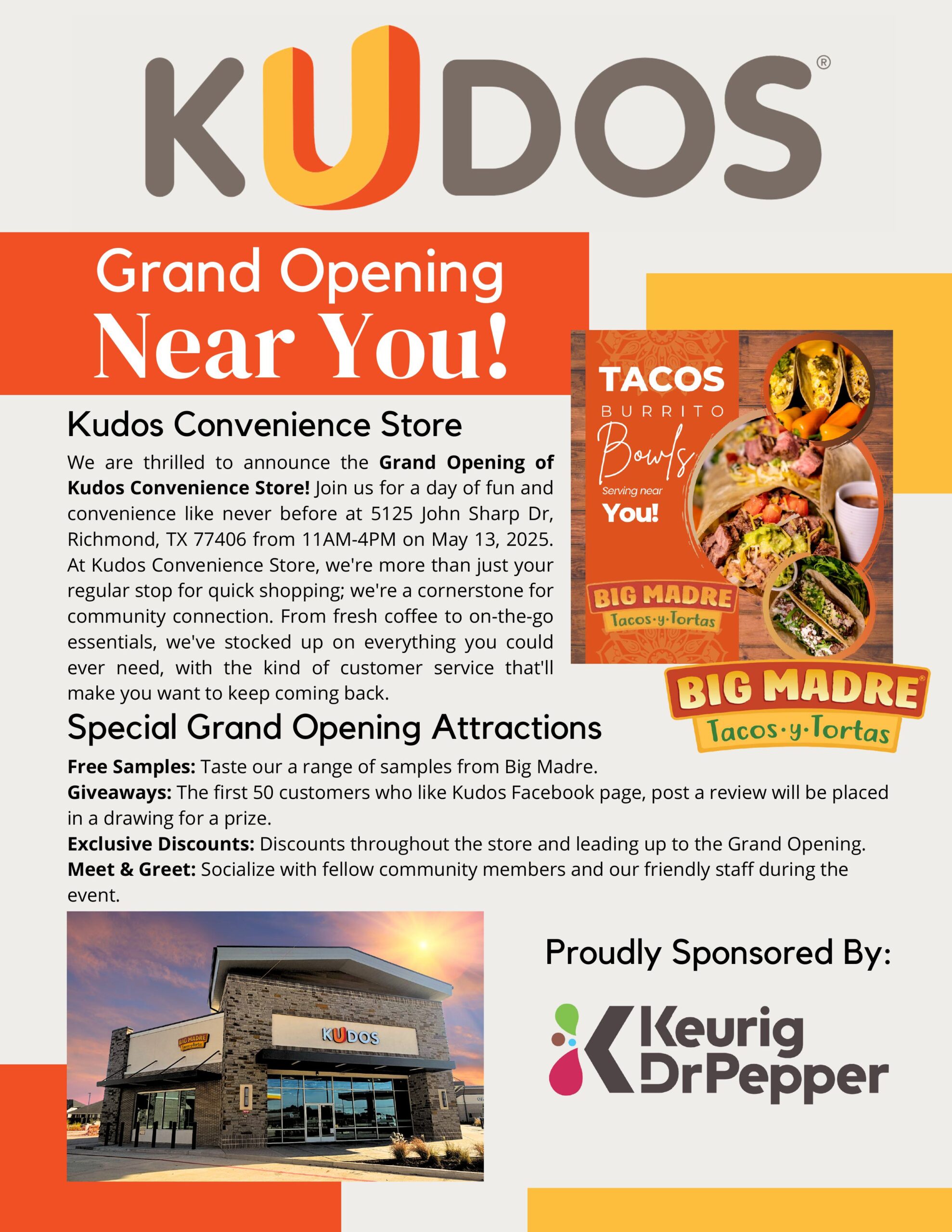 kudos Harvest Green grand opening flyer